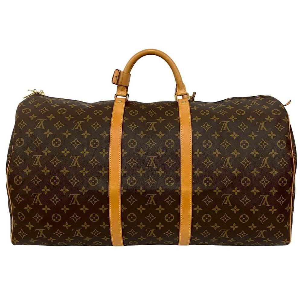 LOUIS VUITTON Vintage Brown Monogram Leather Keepall 60 Boston Bag - Picture 3 of 9